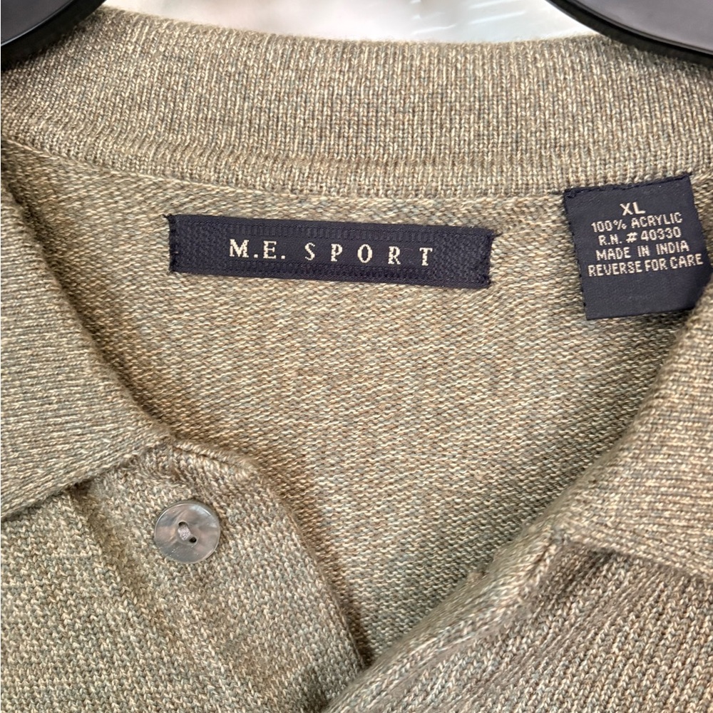 M.E. Sport Knit Polo Shirt Long Sleeve XL Casual Sweater - Picture 2 of 2